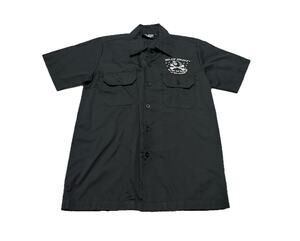 Billy Eight Las Vegas Records Moto Short Sleeve Black Embroidered Shirt Medium